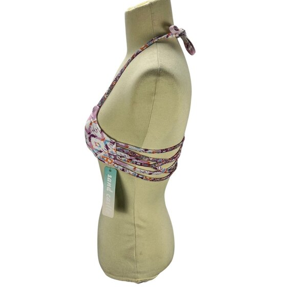 Sand Castle Swimwear Purple Print Bandeau Bikini Top Size M Halter Beach Resort - Picture 10 of 11